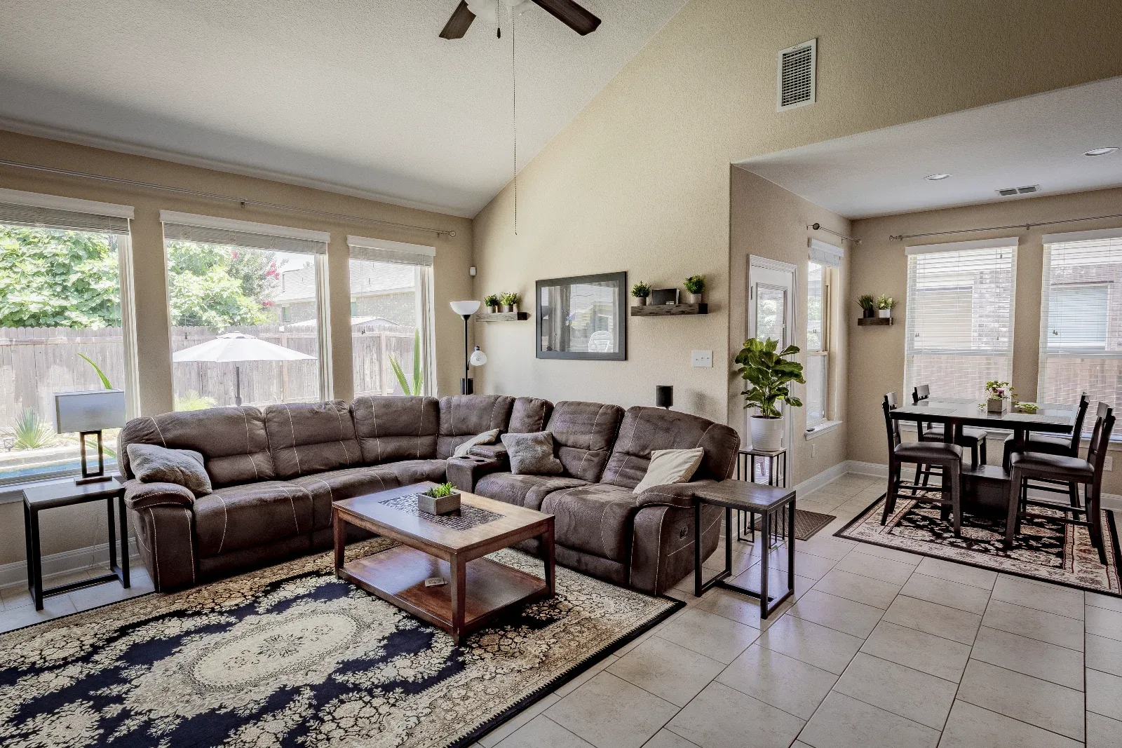Full living room at Downwind Beach House- Randolph AFB Lodging