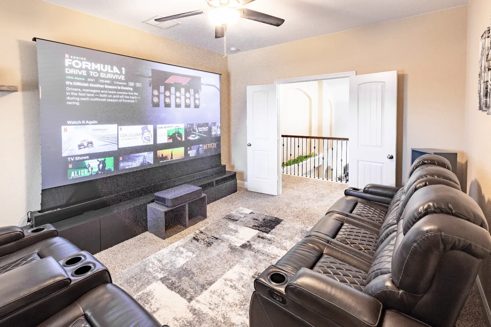 Media room at Downwind Beach House- Randolph AFB Lodging